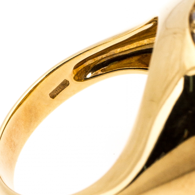 Pre Owned Pasquale Bruni Yellow Cabochon Diamond 18k Yellow Gold Ring 57