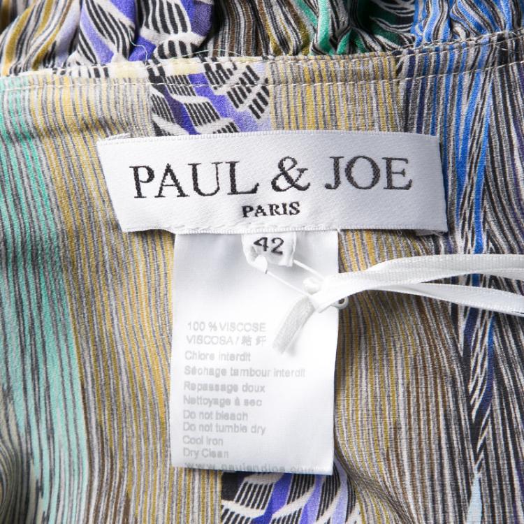 Pre Owned Paul & Joe Multicolor Graphic Print Comedie Wrap Dress L