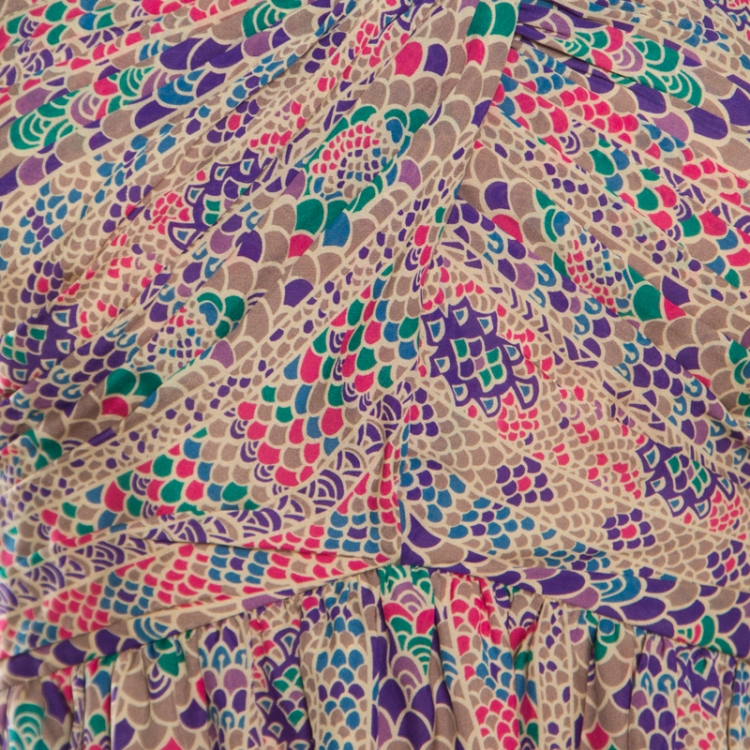 Pre Owned Paul and Joe Multicolor Mini Fish Scale Print Bandeau Maxi Dress L