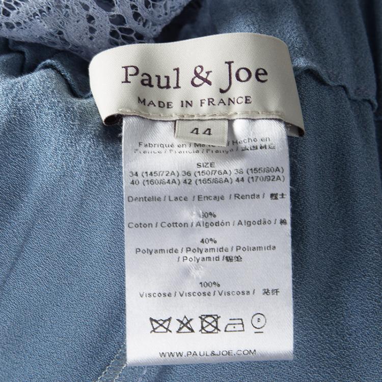 مملوكة مسبقًا Paul and Joe Powder Blue Crepe Floral Lace Back Detail Wide Leg Vahine Jumpsuit L