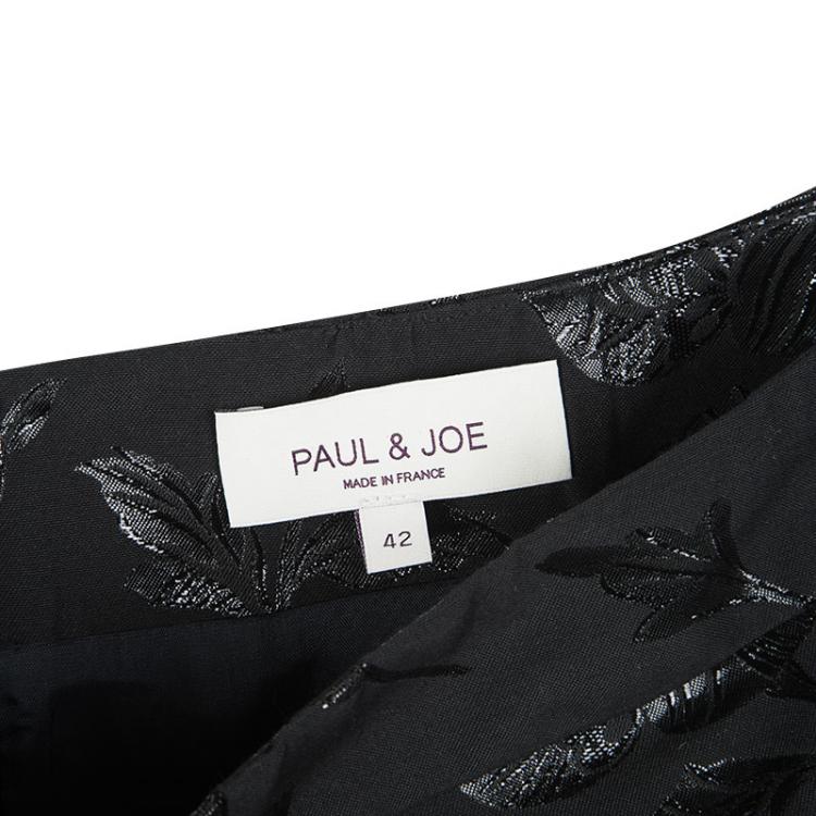 Pre Owned Paul and Joe Black Floral Pattern Lorelei Pencil Skirt L