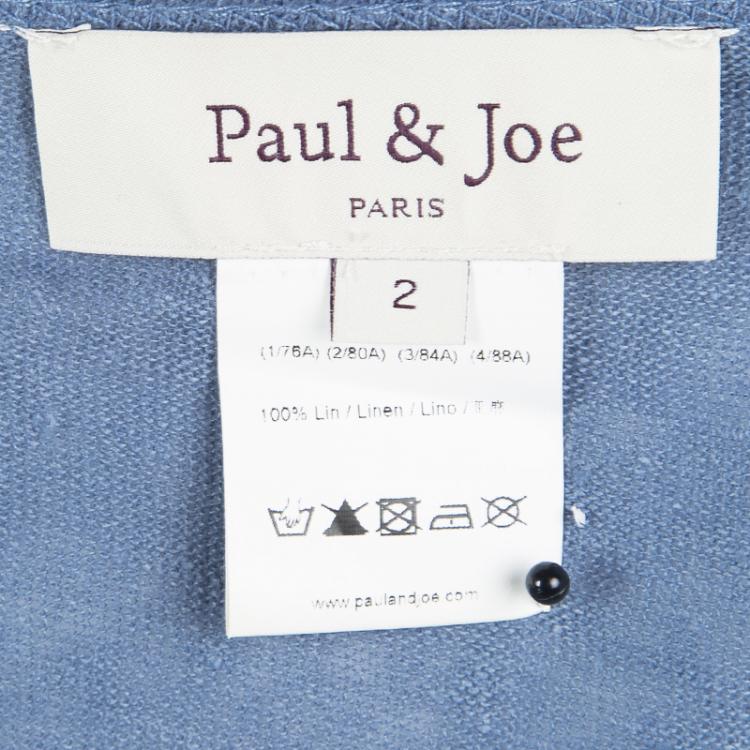 Pre Owned Paul and Joe Blue Linen Oversized V-Neck Top S