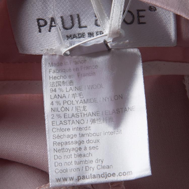Pre Owned Paul and Joe Blush Pink Wool Contrast Piping Detail Trousers M