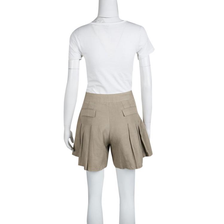 Pre Owned Paul & Joe Beige Pleated High Waist Shorts M