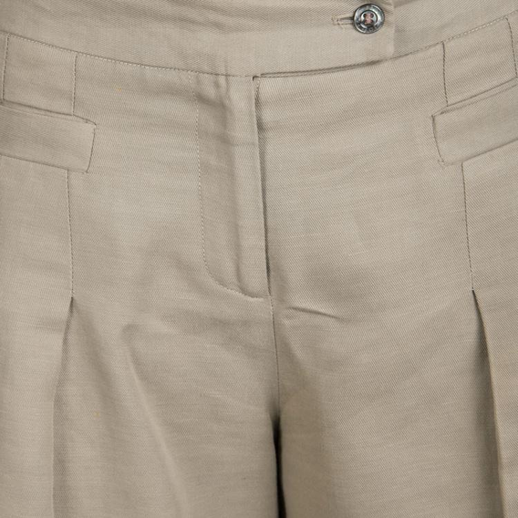 Pre Owned Paul & Joe Beige Pleated High Waist Shorts M