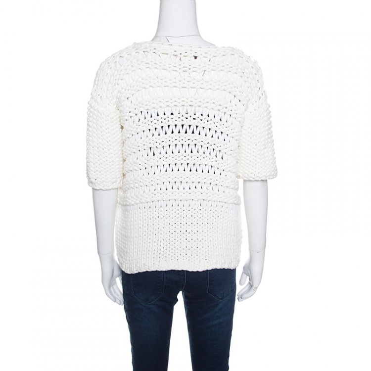 Pre Owned Paul and Joe Off White Chunky Open Knit Oversized Top M