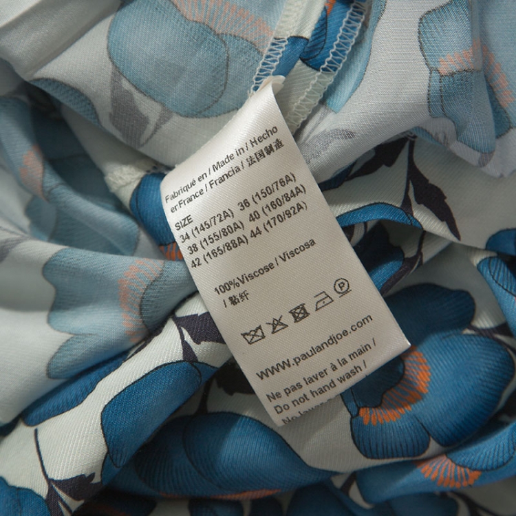 Pre Owned Paul and Joe Blue Floral Print Pleated Skirt Dress S