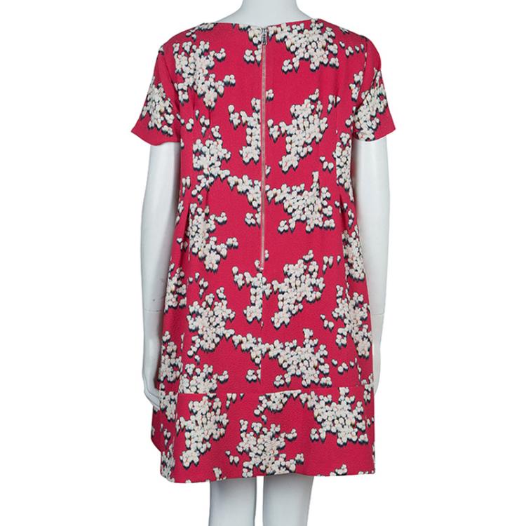 Pre Owned Paul and Joe Pink Floral Print Short Sleeve Shift Dress L