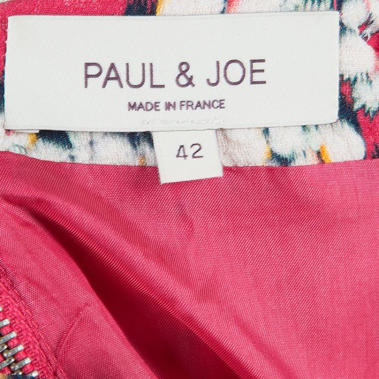 Pre Owned Paul and Joe Pink Floral Print Short Sleeve Shift Dress L
