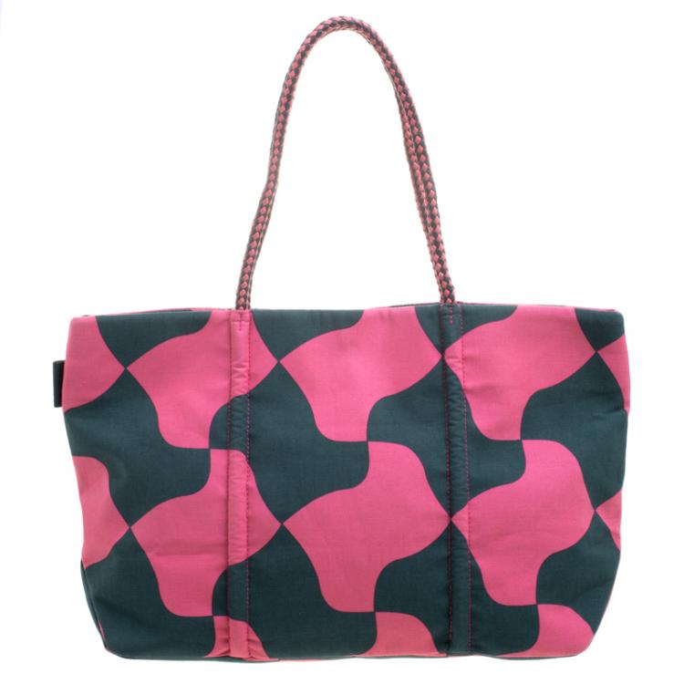 Pre Owned Paule Ka Pink/Green Canvas Printed Tote