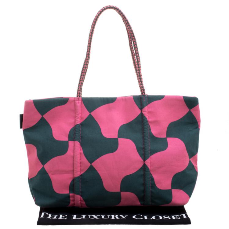 Pre Owned Paule Ka Pink/Green Canvas Printed Tote
