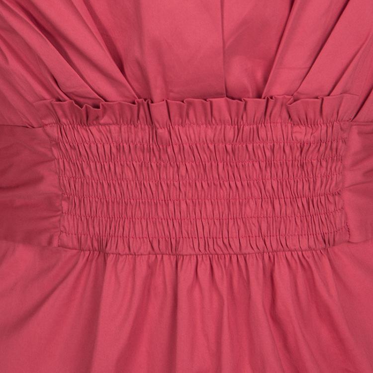 Pre Owned Paule Ka Pink Cotton Smocked Waist Detail Shirt M