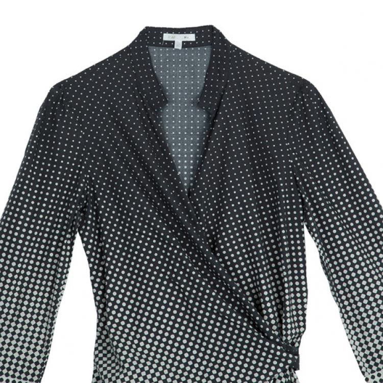 Pre Owned Paule Ka Black Polka Dot Wrap Dress S