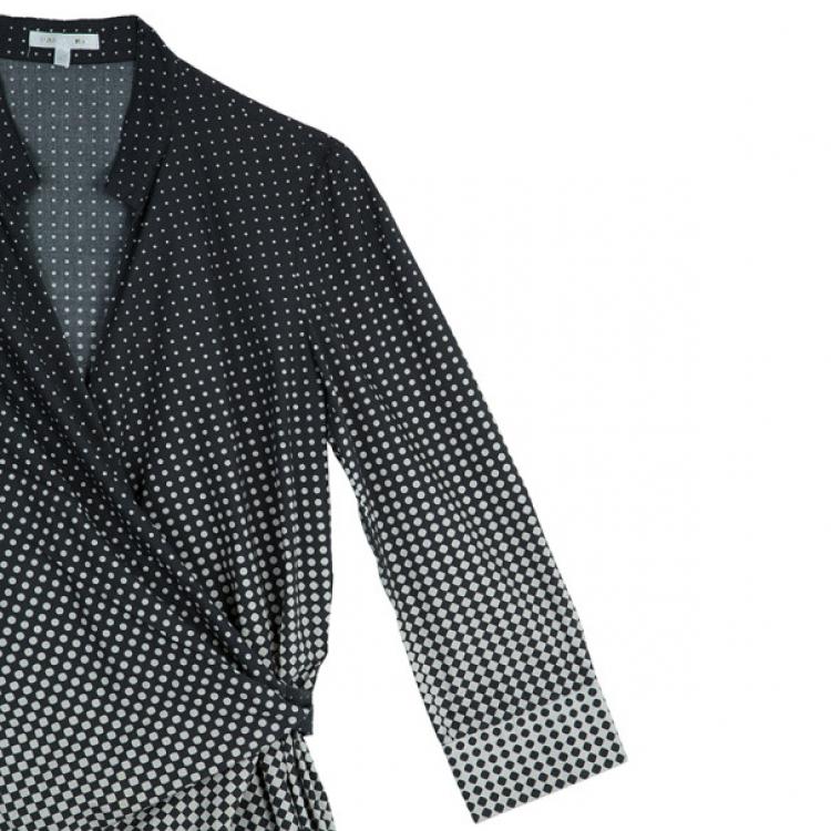 Pre Owned Paule Ka Black Polka Dot Wrap Dress S