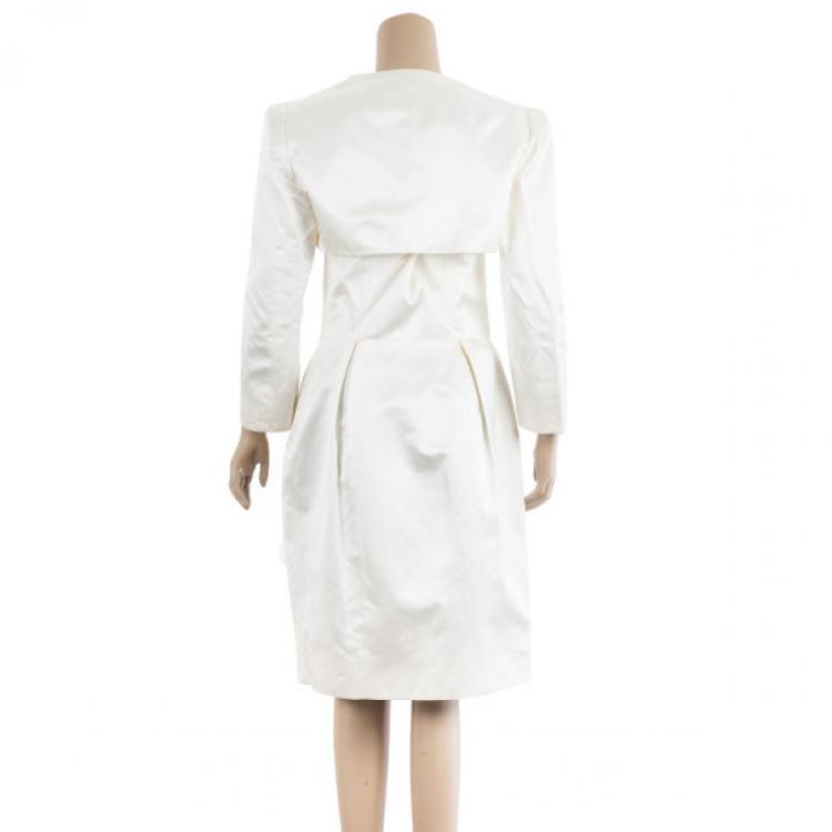 Pre Owned Paule Ka Cream Bolero & Dress Set M