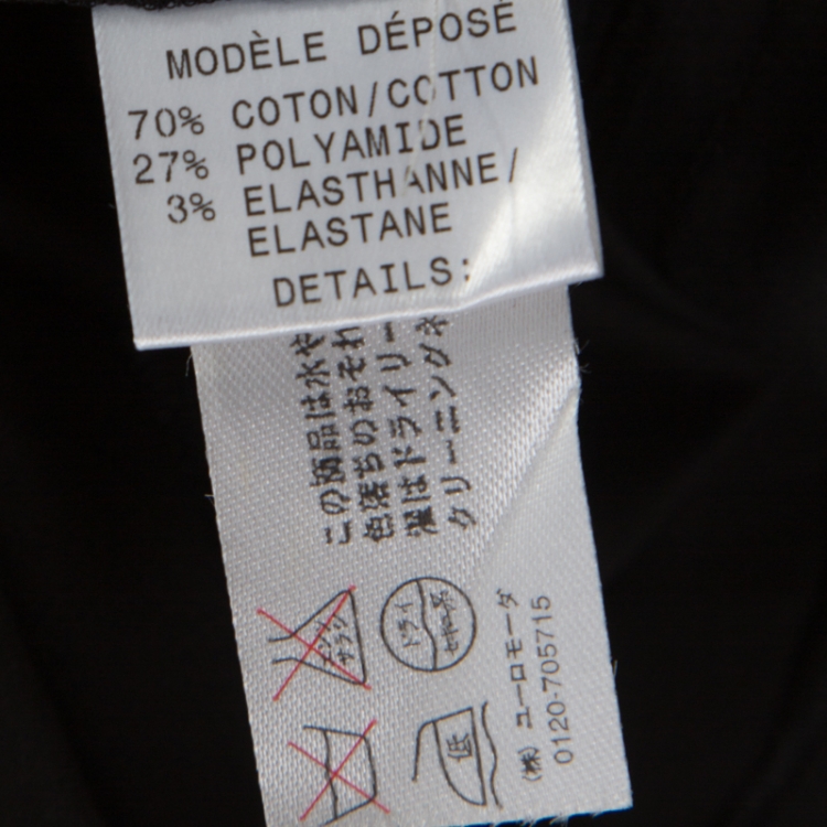 Pre Owned Paule Ka Black Draped Cotton Contrast Trim Sleeveless Dress S