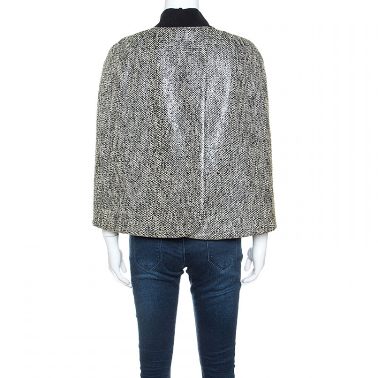 Pre Owned Paul ka Monochrome Tweed Glossy Finish Cape M