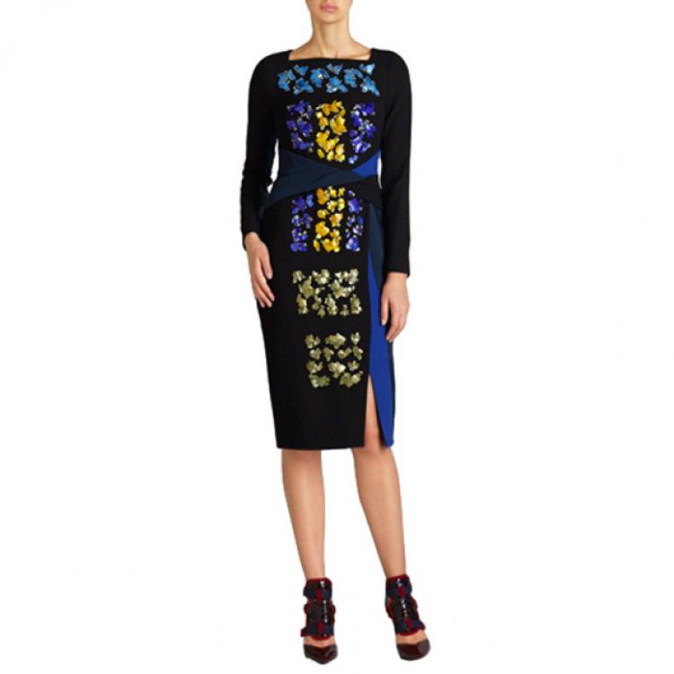 مملوكة مسبقًا Peter Pilotto Codie Embellished Printed Dress M
