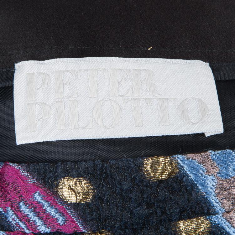 Pre Owned Peter Pilotto Multicolor Wave Jacquard High Low Hem Circuit Skirt S