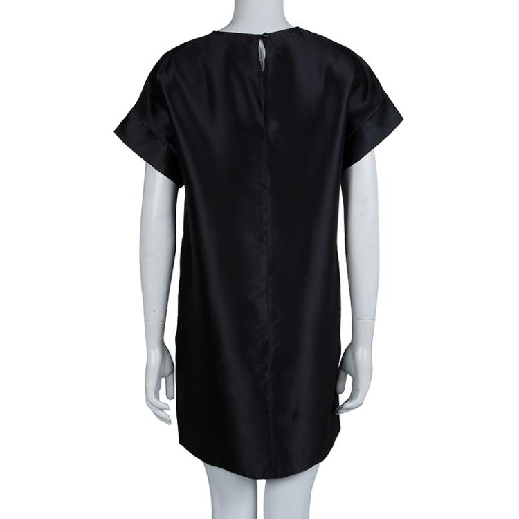 Pre Owned Peter Pilotto Black Abstract Print Mikado Silk Dress S
