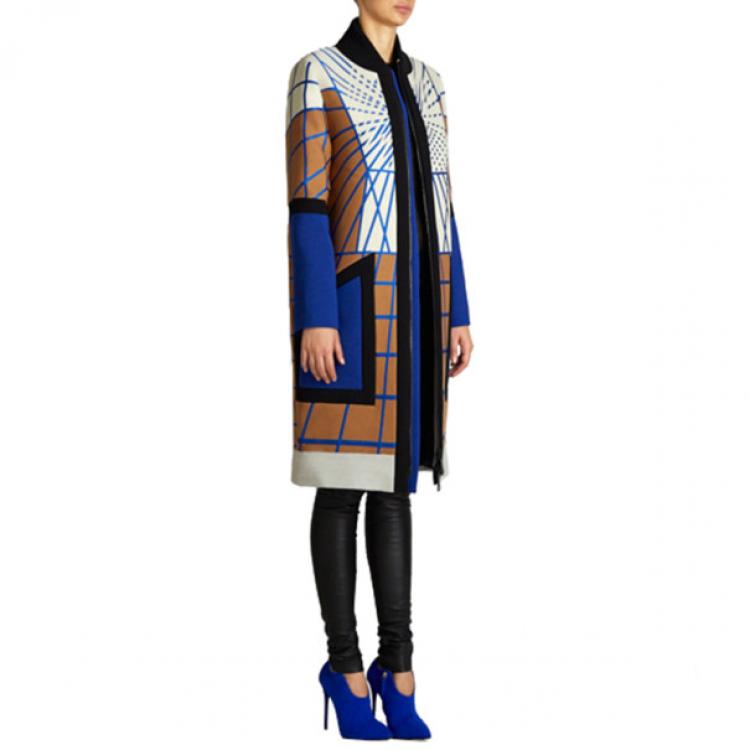 Pre Owned Peter Pilotto Colour-Block Printed Woolen Coat M
