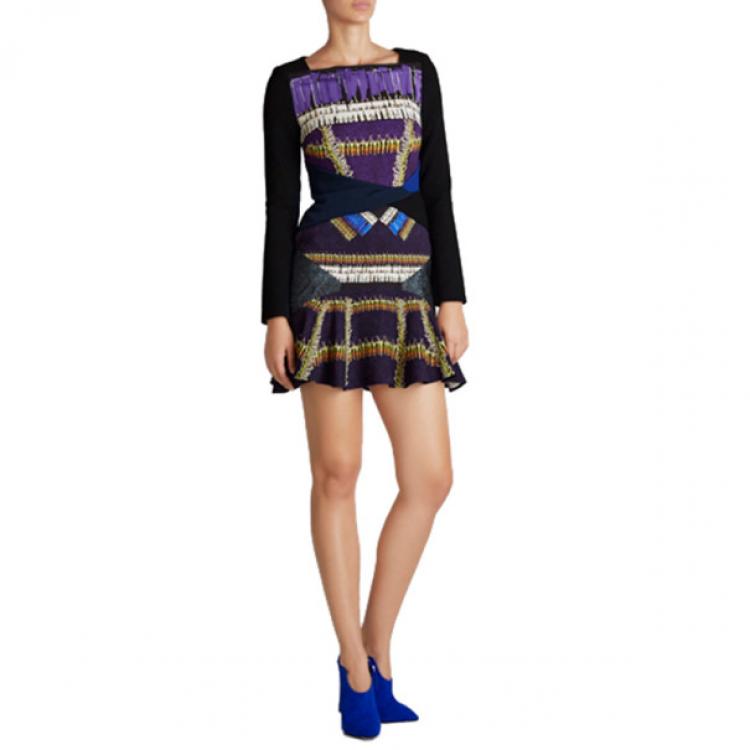 Pre Owned Peter Pilotto Printed Wool Knee-Length Dress M