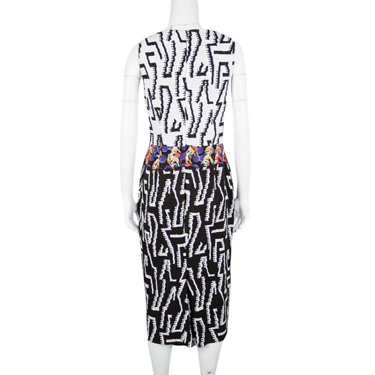 Pre Owned Peter Pilotto Multicolor Printed Fitted Sleeveless Dress L
