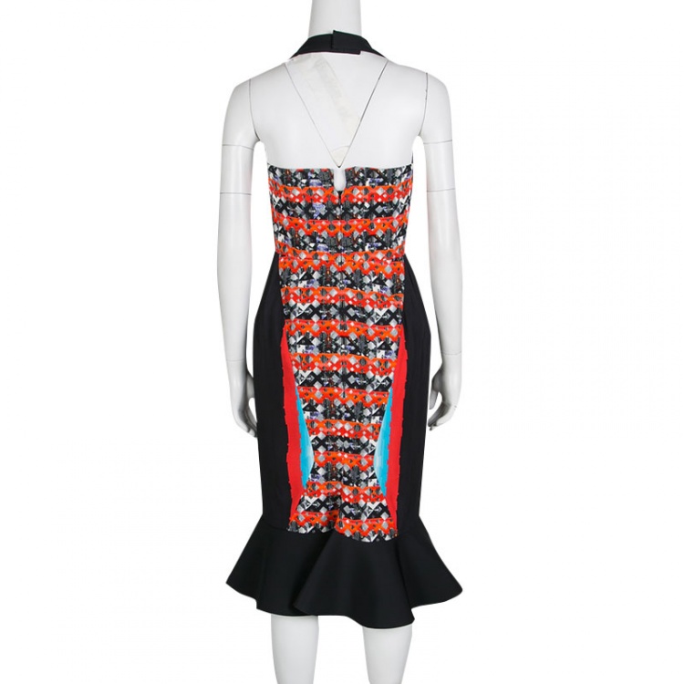 Pre Owned Peter Pilotto Multicolor Printed Victoria Halter Flounce Dress M