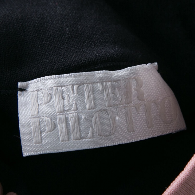 مملوكة مس�بقًا Peter Pilotto Black Knit High Neck Squiggle Print Long Sleeve Top S