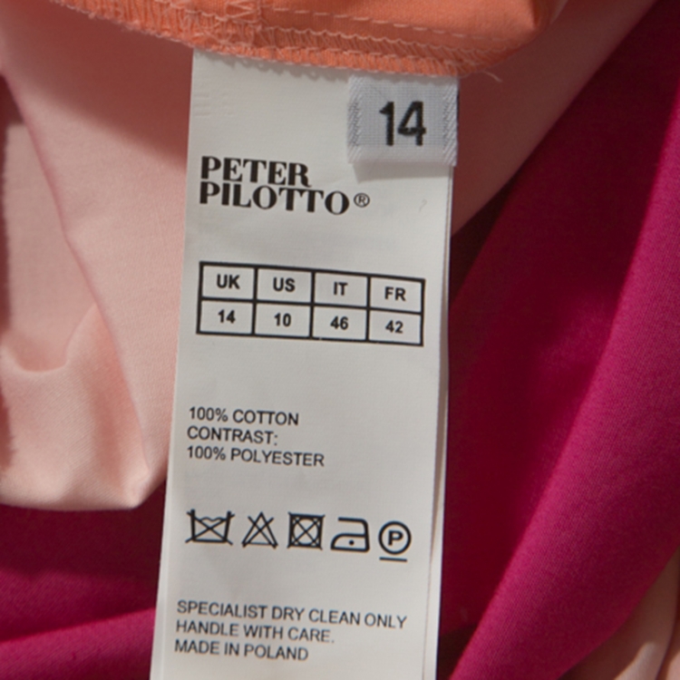Pre Owned Peter Pilotto Pink Cotton Lace Detail Panelled Off-Shoulder Dress L
