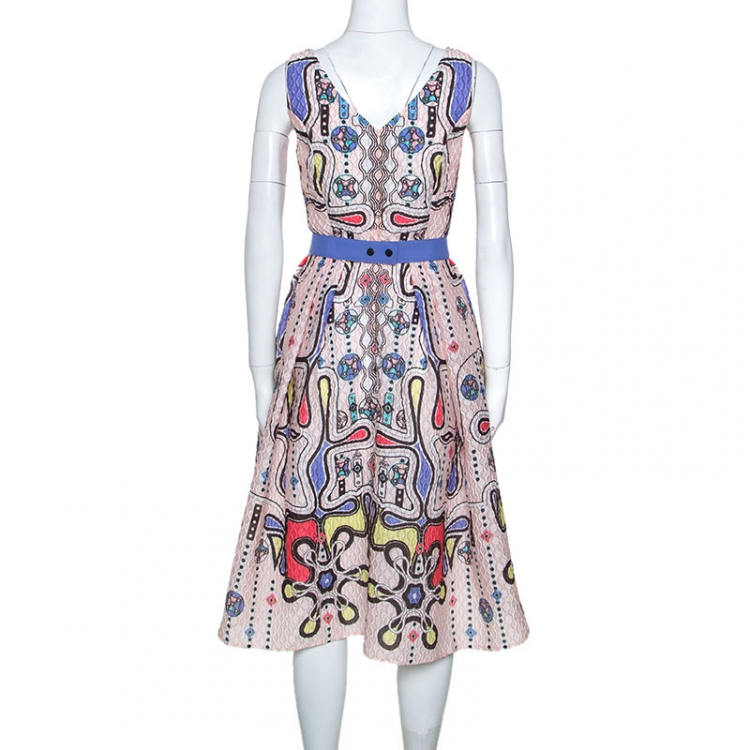 Pre Owned Peter Pilotto Multicolor Printed Patterned Crepe Sleeveless Dress S