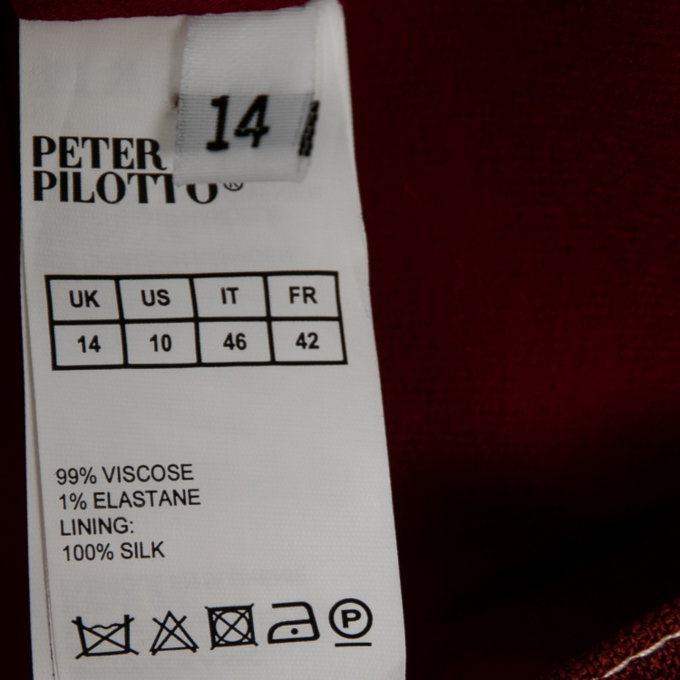 مملوكة مسبقًا Peter Pilotto Burgundy Canvas Trim Detail Rope-Tie Blazer L