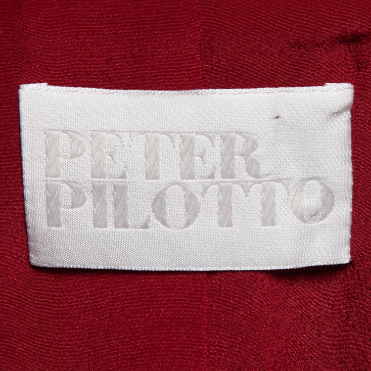 مملوكة مسبقًا Peter Pilotto Burgundy Canvas Trim Detail Rope-Tie Blazer L