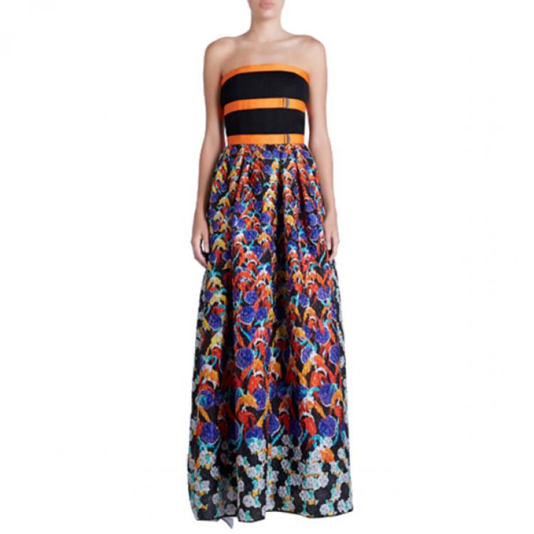 Pre Owned Peter Pilotto Freya Strapless Printed Dress S