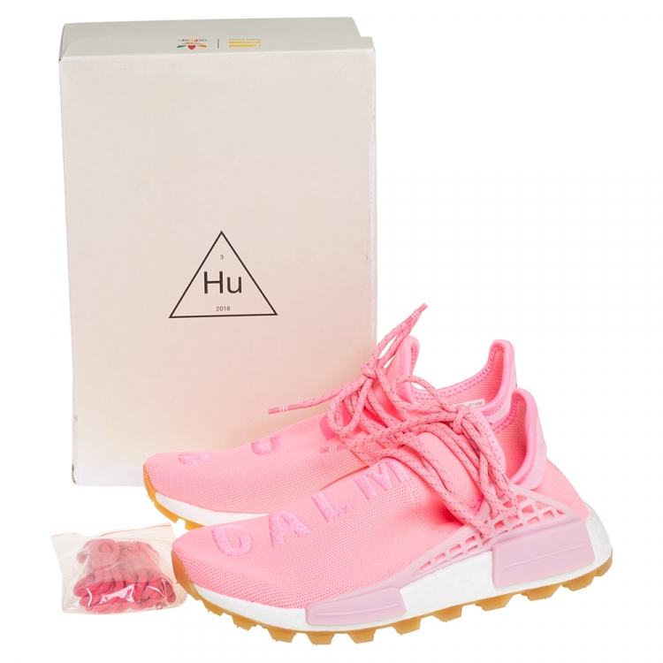 Pre Owned Pharrell Williams x Adidas Pink Knit Fabric HU NMD PRD Sneakers Size 40