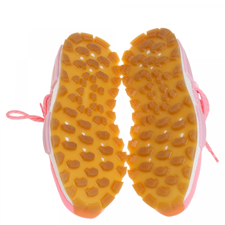 Pre Owned Pharrell Williams x Adidas Pink Knit Fabric HU NMD PRD Sneakers Size 40