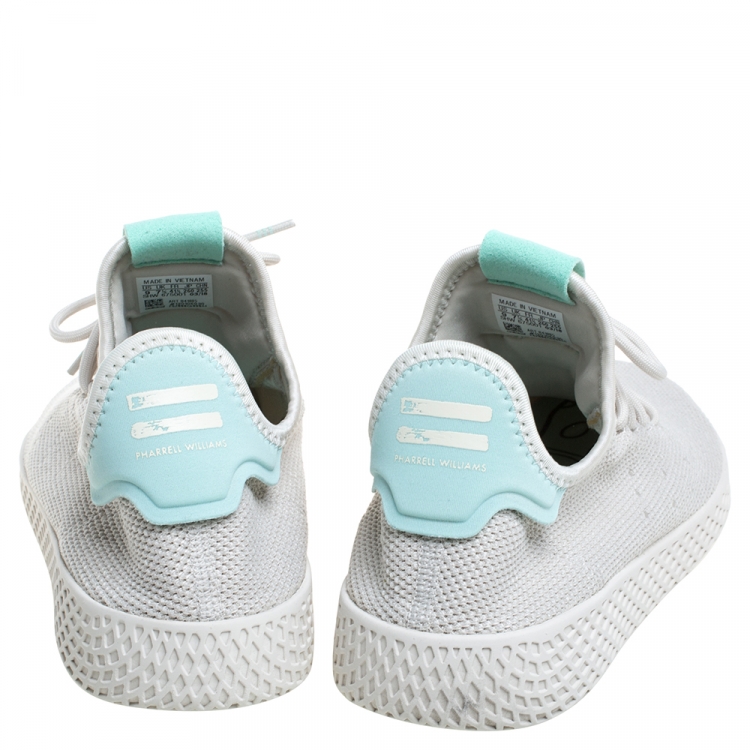Pre Owned Pharrell Williams X adidas White/Green Tennis HU Low Top Sneakers Size 41.5