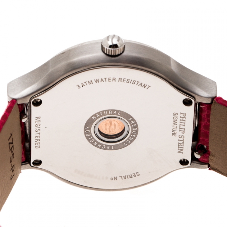 Pre Owned Philip Stein Mother of Pearl Stainless Steel Teslar Women's Wristwatch 35 mm