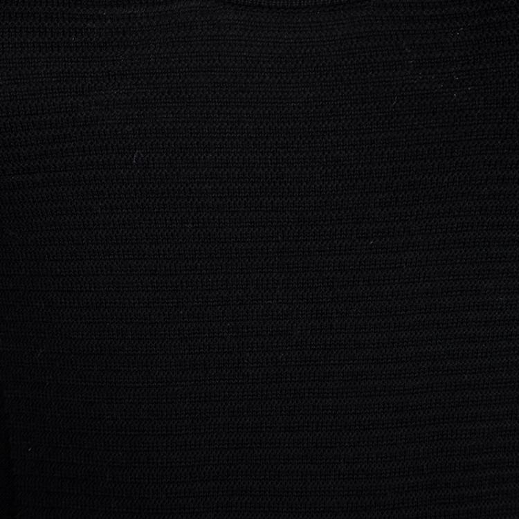 Pre Owned Philipp Plein Black Merino Wool Knit Cold Shoulder Detail Sweater M