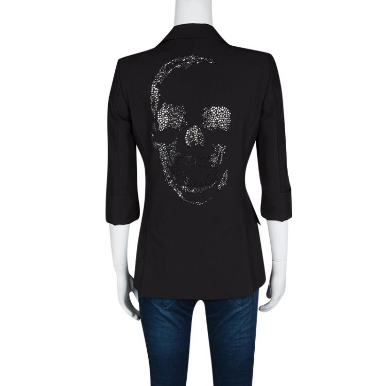 Pre Owned Philipp Plein Couture Black Skull Embellished Blazer S