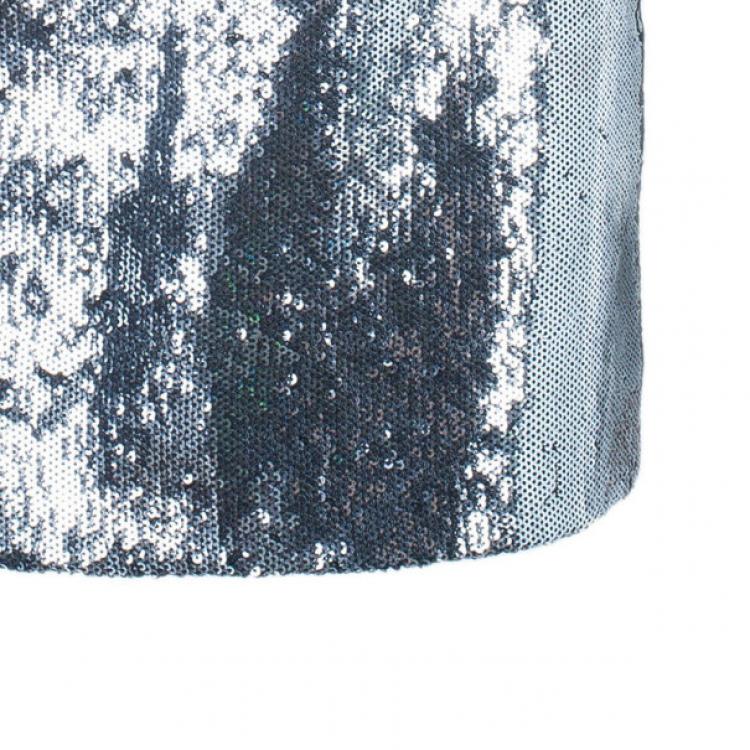 Pre Owned Philipp Plein Couture Silver Sequin Mini Skirt M