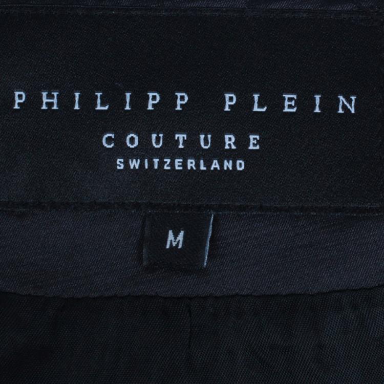 Pre Owned Philipp Plein Couture Silver Sequin Mini Skirt M