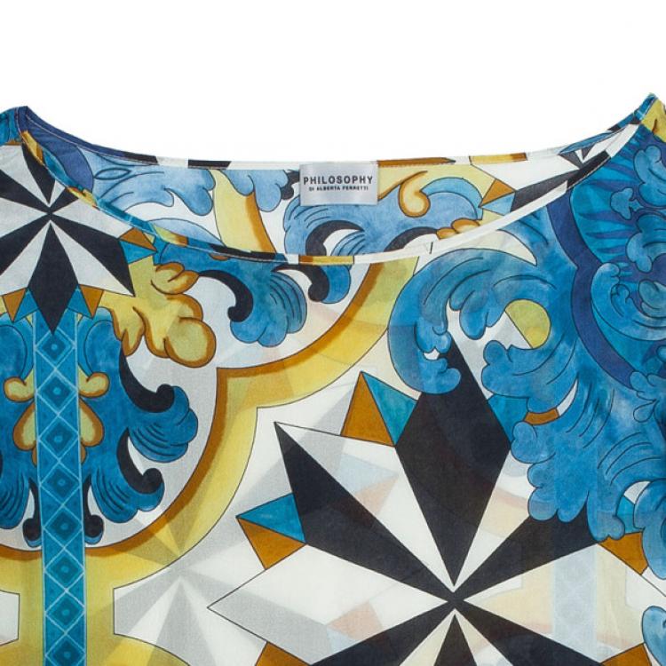 Pre Owned Philosophy di Alberta Ferretti Silk Ceramic Tile Top S
