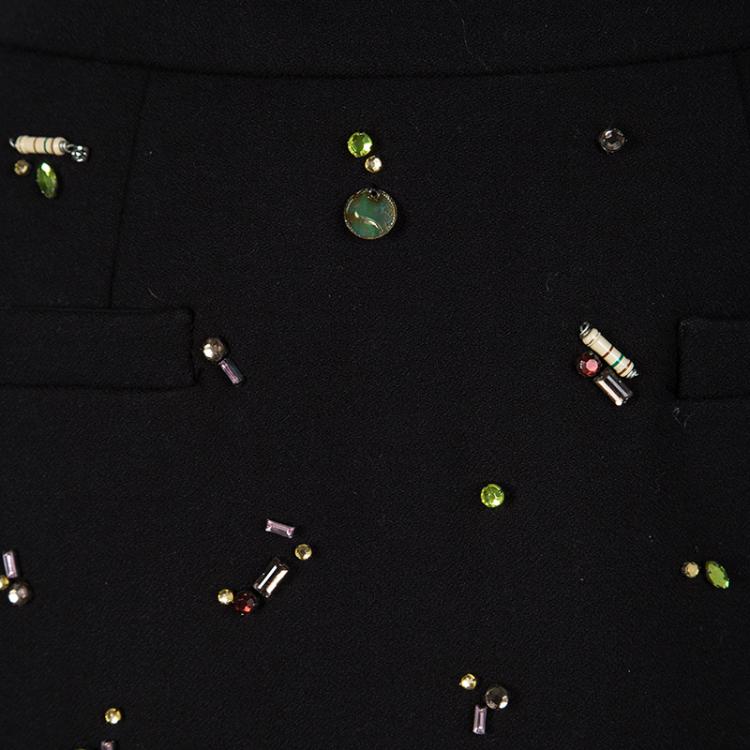 Pre Owned Philosophy di Alberta Ferretti Black Knit Embellished Skirt M