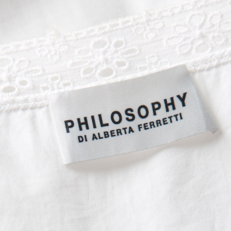 Pre Owned Philosophy di Alberta Ferretti White Eyelet Embroidered Cotton Long Sleeve Dress M