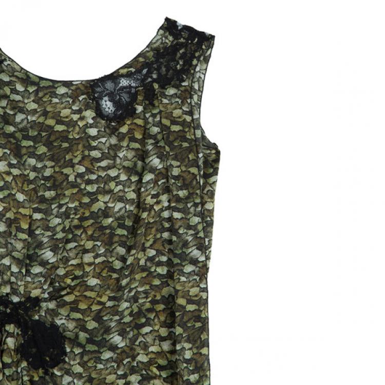 Pre Owned Philosophy Di Alberta Ferretti Lace-Inset Printed Dress S