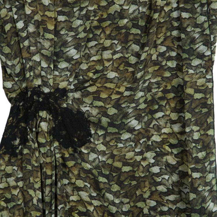 Pre Owned Philosophy Di Alberta Ferretti Lace-Inset Printed Dress S