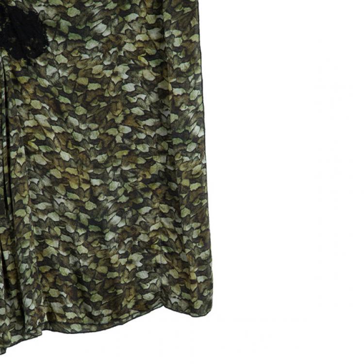 Pre Owned Philosophy Di Alberta Ferretti Lace-Inset Printed Dress S