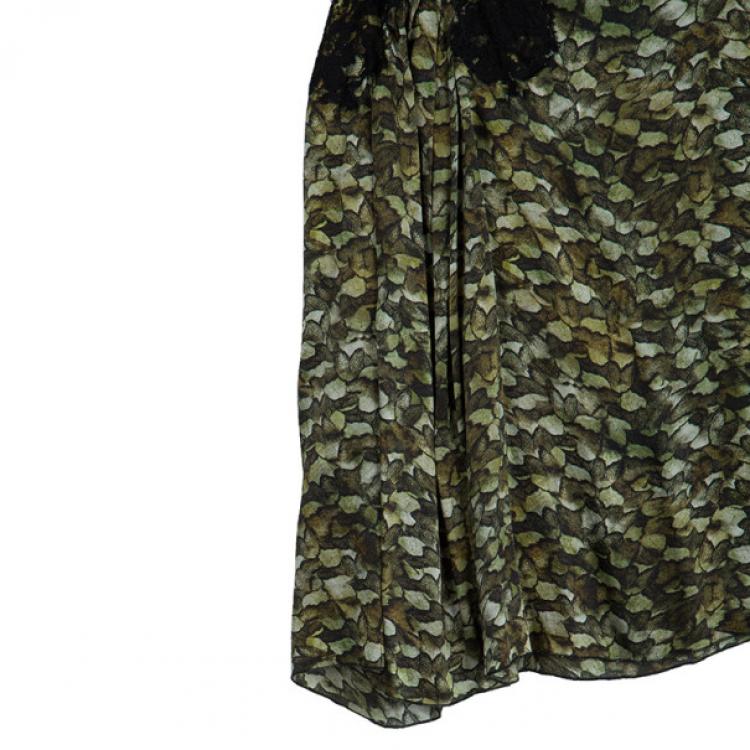 Pre Owned Philosophy Di Alberta Ferretti Lace-Inset Printed Dress S