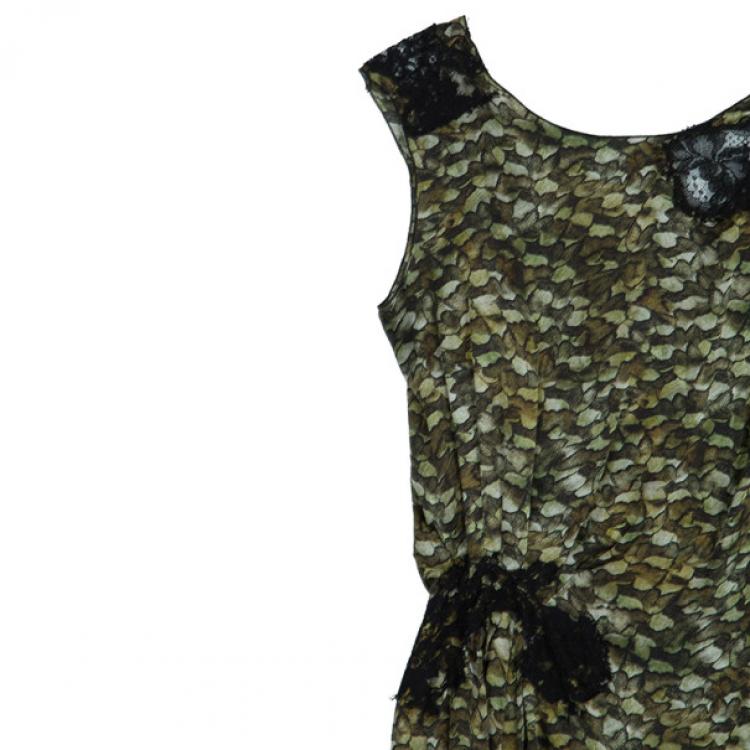 Pre Owned Philosophy Di Alberta Ferretti Lace-Inset Printed Dress S
